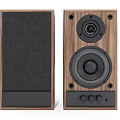 Pair of Wooden Speakers with Black Drivers and Front Control Knobs 3d model
