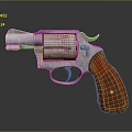 Shiny Revolver With Silver Metal Frame And Red Grip Showing Surface Reflection