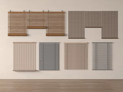 Various Styles of Window Blinds in Different Colors and Materials for Home Interiors 3d model