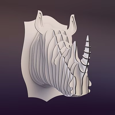 White Rhino Head Animal Wall Decor With 3D Layered Modern Design For Home 3d model White Rhino Head Animal Wall Decor With 3D Layered Modern Design For Home 3d model