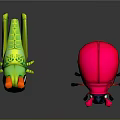 Colorful 3D Insect Characters With Green Grasshopper Pink Beetle Large Eyes Neon Antennae
