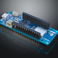 Blue Arduino Development Board With Black Pin Headers White Connectors And Electronic Components 3d model