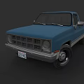 Classic Blue Pickup Truck With Front Grille Single Cab And Black Wheels