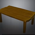 Simple Natural Wooden Bench With Slat Top And Solid Wood Legs Design