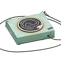 Green Electric Stove Kitchen Appliance With Round Heating Coil And Power Cord