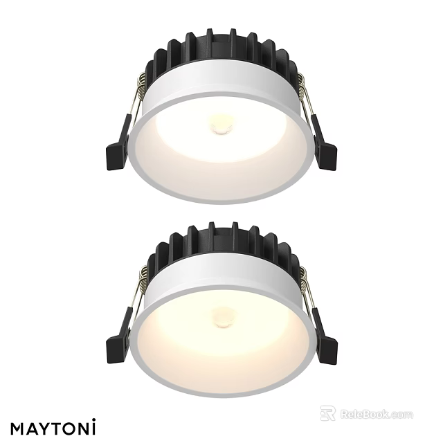 Recessed Downlight Spotlights With Black Frame And White Illuminated Body For Indoor Ceiling Lighting 3d model 
