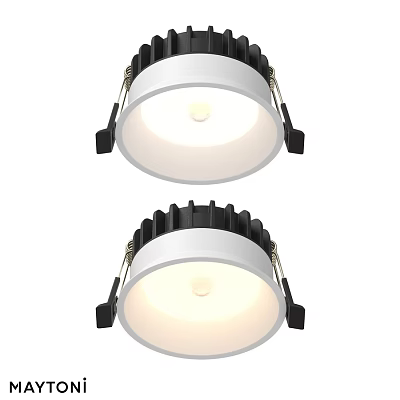 Recessed Downlight Spotlights With Black Frame And White Illuminated Body For Indoor Ceiling Lighting 3d model