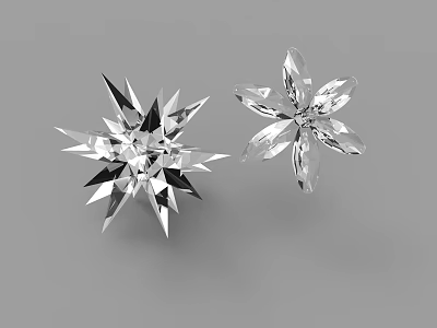 Crystal Decorative Ornament Set with Star and Flower Shapes for Home Decoration 3d model