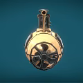 Vintage Small Underwater Vehicle With Round Windows And Wooden Metal Structure