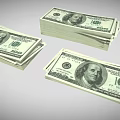 Stacked 100 Dollar Bills Bundles With US Currency Design And Franklin Portrait