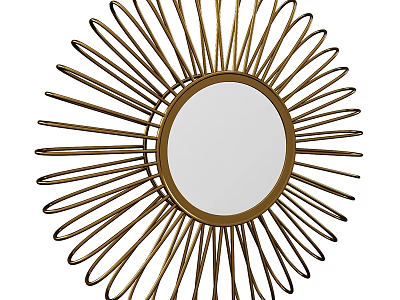 Elegant Circular Mirror With Gold Sunburst Frame For Wall Decor 3d model