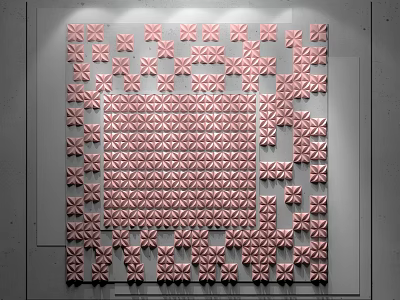 Pink Geometric Pattern Background Wall With Symmetric Square And Star Design Tiles 3d model