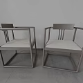 Modern Single Chair Featuring Square Armrest Frame Vertical Slat Back And Light Padded Seat