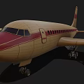 Vintage Passenger Plane with Cream Colored Fuselage Red Accents and Propeller Engine