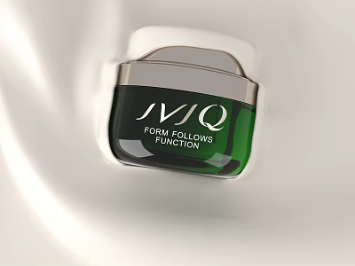 JMQ Elegant Green Cosmetic Bottle Design Featuring Form Follows Function Label 3d model