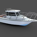 White Motor Boat With Metal Railings Wooden Deck And Cabin Design
