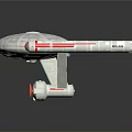 Enterprise Spaceship Model with Circular Hull and Red Engines for Space Exploration