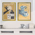 Stylish Wall Decor With Framed Posters Coffee Machine And Shelf Items 3d model