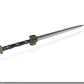 Traditional Decorative Sword With Metal Blade And Blue Gold Ornamental Hilt As Historical Weapon