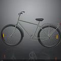Light Green Bicycle with Black Seat Blue Handlebars Silver Fenders and Black Wheels