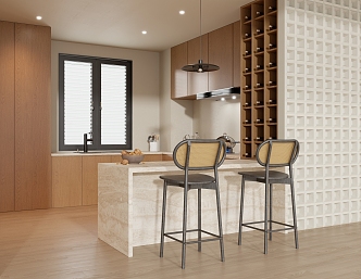 Open Kitchen Dining Room Modern Kitchen 3d model