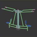 Outdoor Fitness Equipment With Blue Seats White Post And Parallel Bars