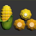 Fresh Yellow Sweet Corn Cobs With Green Husk On Dark Background