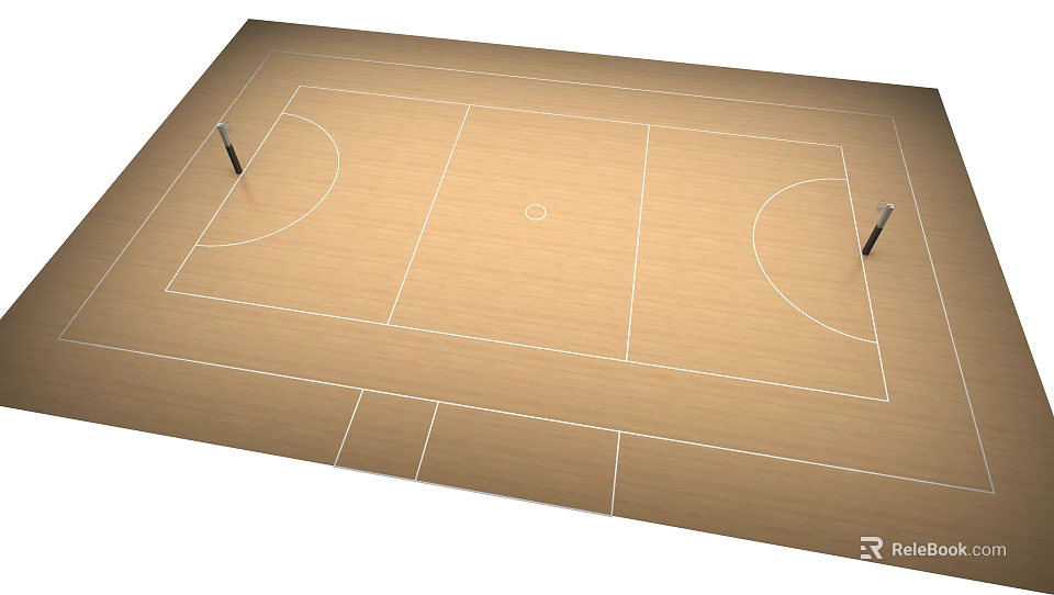 High Quality Sports Equipment For Basketball Court With Wooden Floor And Hoops 3d model 