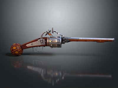 Vintage Weapon With Wooden Stock And Polished Metal Barrel Design 3d model