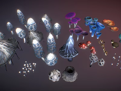 Modern wild mushroom edible mushroom mushroom combination 3d model