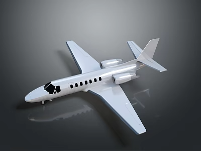 White Small Airplane Model With Detailed Design And Grey Background Surface 3d model