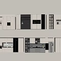 Modern Sideboard Refrigerator Cabinet Built-in Oven 3d model