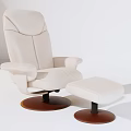 Comfortable Modern White Leather Massage Chair With Ottoman And Brown Base