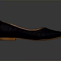Stylish Black Satin Flat Shoes With Square Toe And Orange Lining Brown Sole