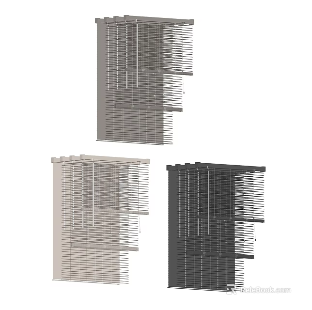 Stylish Venetian Blinds in Neutral Beige Gray and Black Tones for Home Window Decoration 3d model 