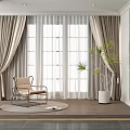 Modern Curtains For Living Room Window With Chair Plant And Rug