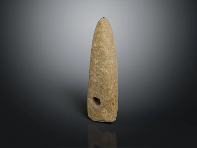 Ancient Conical Stone Tool With Central Hole Displayed On Dark Background 3d model