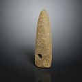 Ancient Conical Stone Tool With Central Hole Displayed On Dark Background 3d model