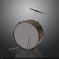 Acoustic Bass Drum With Wooden Shell Pink Drumhead Metal Cymbal Stand And Red Drumsticks
