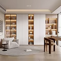 Study Single Chair Lazy Sofa Bookcase Hanging Picture Computer 3d model