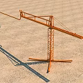 Orange Industrial Tower Crane With Metal Structure On Sandy Ground 3d model