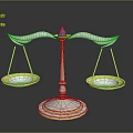 Ornate Scale with Winged Ends Purple Gem Top and Gold White Decorative Base