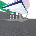 Electric Vehicle Charging Station With Industrial Charging Equipment Multiple Piles And Parked Car