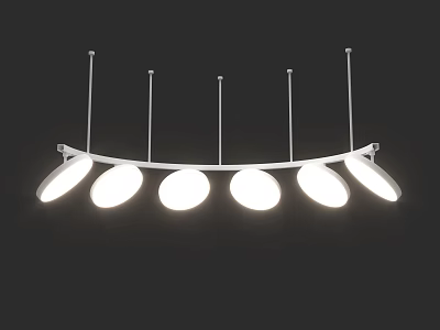 Modern Curved White Chandelier Featuring Multiple Illuminated Lights For Ceiling Design 3d model