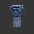 Classical Architectural Column Capital With Intricate Ornate Carvings And Fluted Shaft