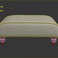White Upholstered Ottoman With Red Legs And Round Base In Simple Design