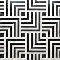 Black and White Geometric Pattern Marble Floor With Intricate Classic Design Lines