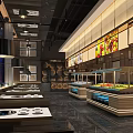 Modern Restaurant Interior With Open Display Counters Menu Boards And Warm Lighting 3d model