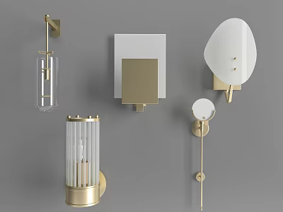 Modern Wall Lamps With Gold And White Design Various Styles For Home Decor 3d model