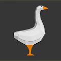 Low Poly Goose Sculpture with White Body Orange Beak and Feet Artistic Decorative Piece